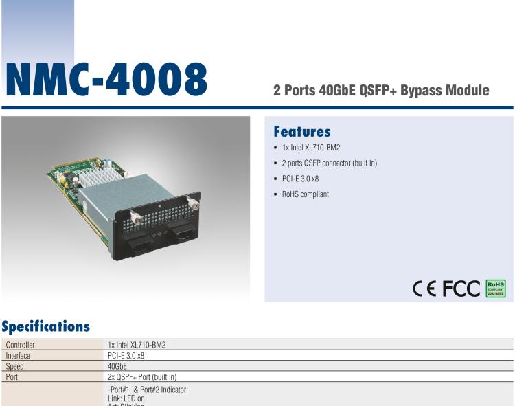 研华NMC-4008 2 Ports 40GbE QSFP+ Bypass Module