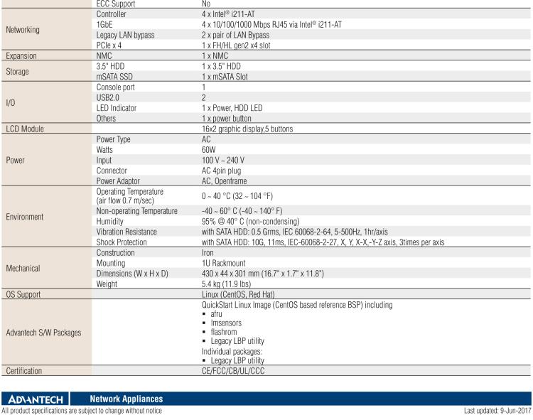 研华FWA-2330 基于Intel® Bay trail-D/M 系列处理器 1U机架式网络应用平台