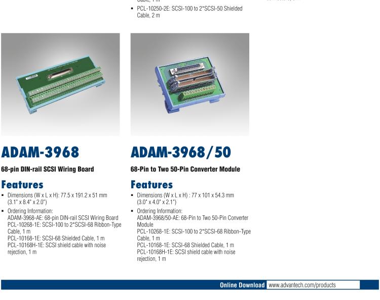 研华ADAM-3968 DIN导轨安装的68脚SCSI-II接线端子