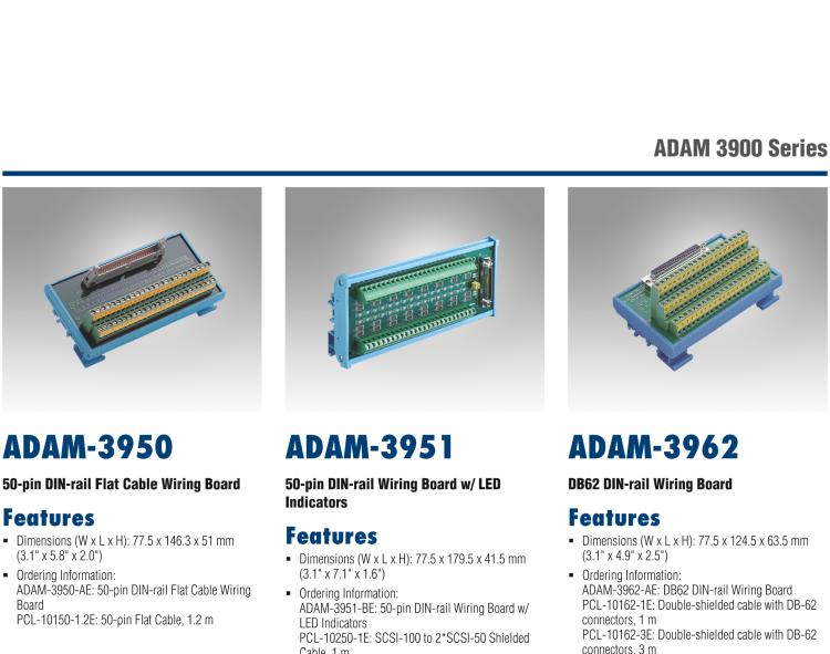 研华ADAM-3950 50芯扁平电缆接线端子，DIN导轨安装