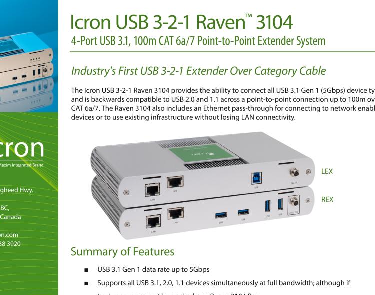 研华BB-00-00421 USB Extender, 4 Port, USB 3.1 over CAT 6a, 100m, US Power Supply