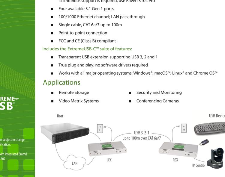 研华BB-00-00421 USB Extender, 4 Port, USB 3.1 over CAT 6a, 100m, US Power Supply