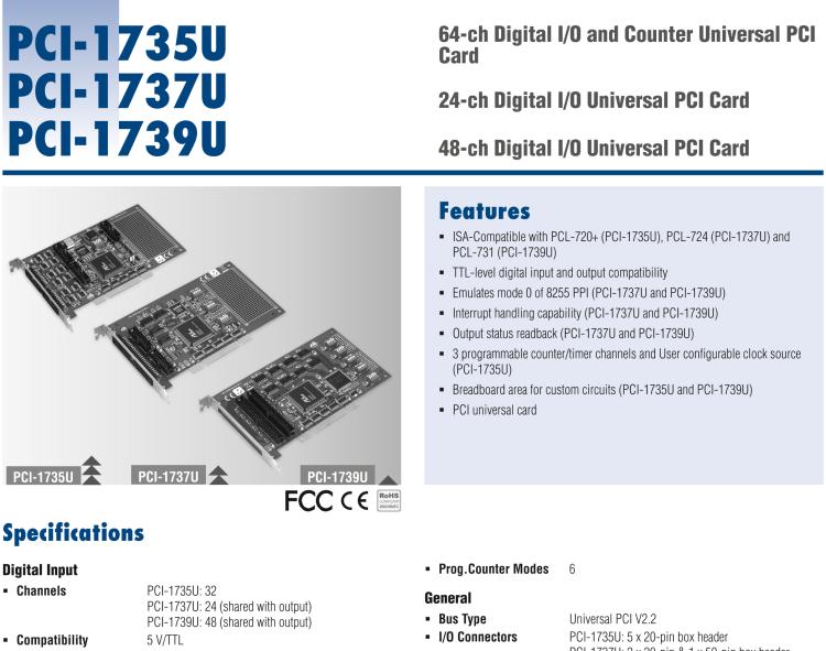 研华PCI-1739U 48通道TTL数字输入/输出卡