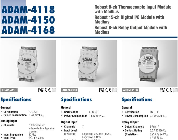 研华ADAM-4118 坚固型8路热电偶输入模块，带Modbus