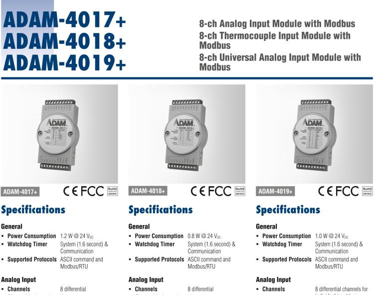 研华ADAM-4019+ 8路通用模拟量输入模块