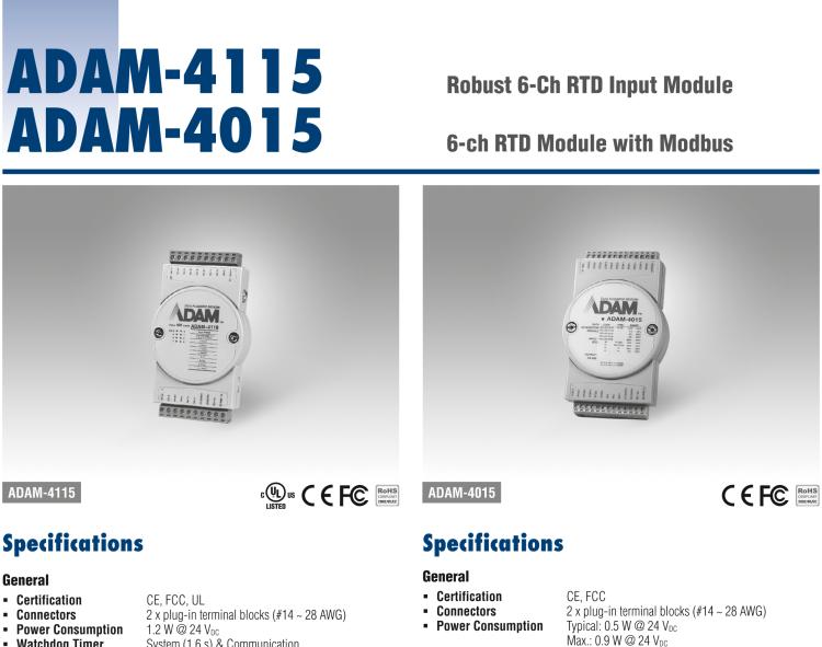 研华ADAM-4015 6通道符合Modbus协议的热电阻模块