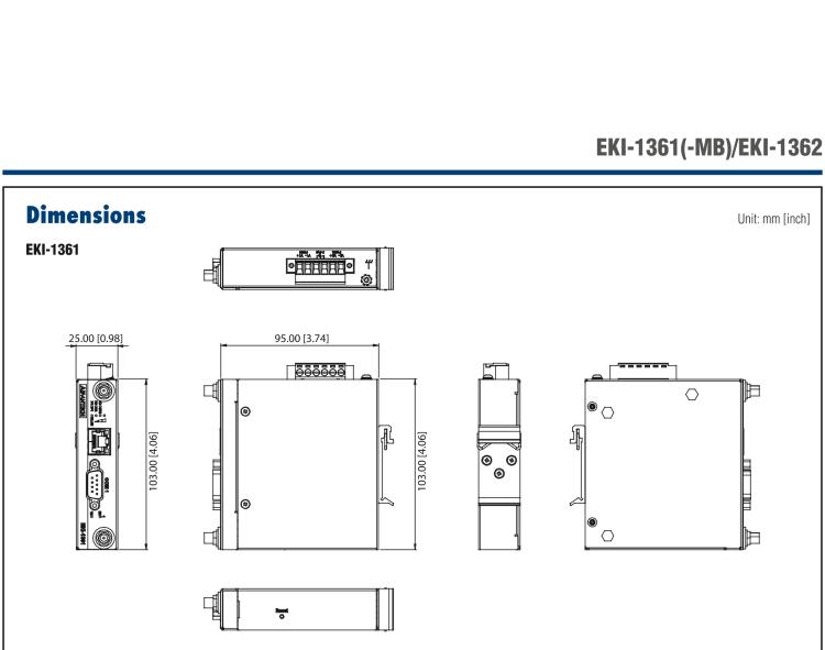 研华EKI-1361-MB 1-port RS-232/422/485 to 802.11 a/b/g/n WLAN Modbus Gateway