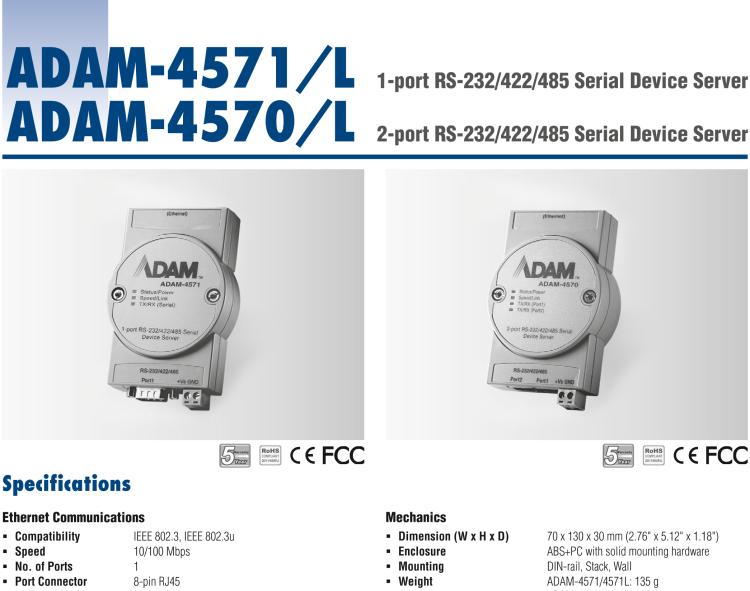 研华ADAM-4570 2端口RS-232/422/485串口联网服务器