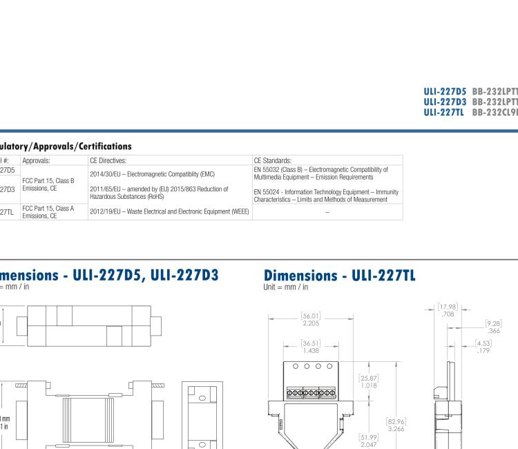 研华BB-232LPTTL33 ULI-227D3 RS-232（DB9母头）至3.3V TTL（DB9公头）转换器，端口供电