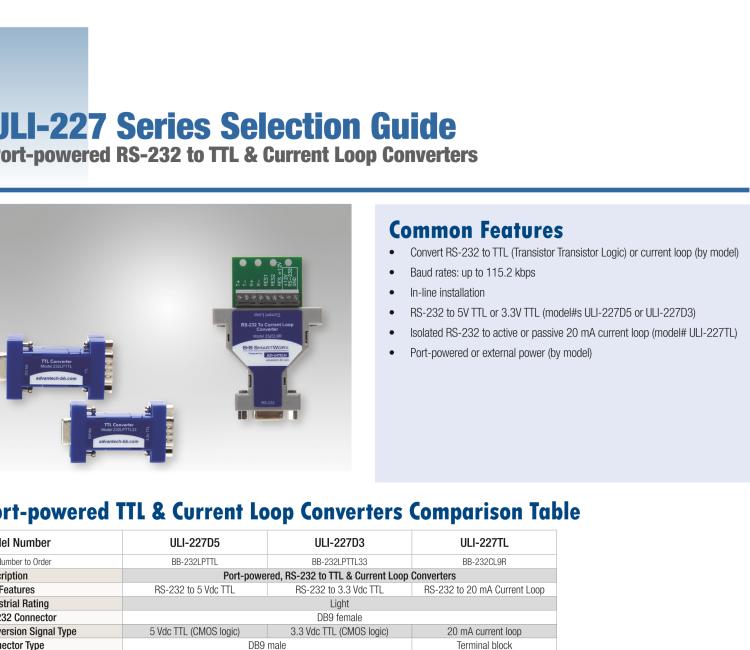 研华BB-232LPTTL ULI-227D5 RS-232（DB9母头）至5V TTL（DB9公头）转换器，端口供电