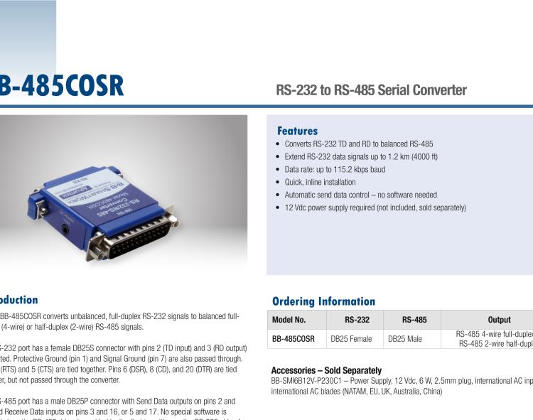 研华BB-485COSR 串口转换器，RS-232 DB25母头到RS-485 DB25公头