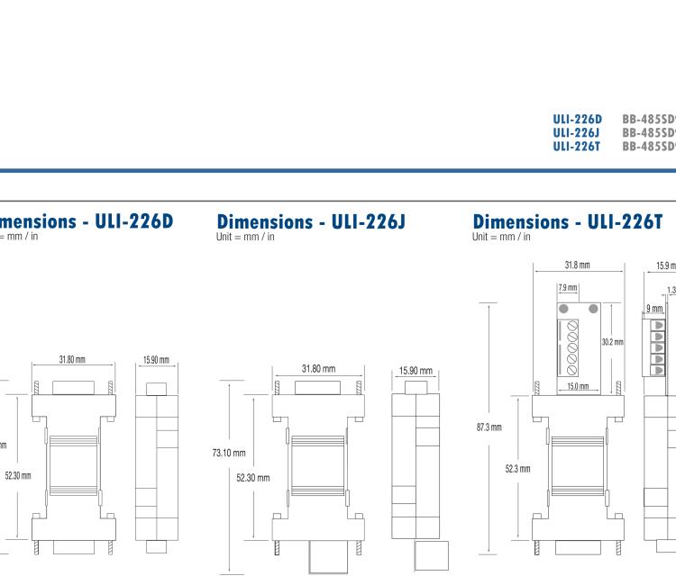 研华BB-485SD9R ULI-226D RS-232 至 DB-9 RS-485转换器, 端口供电