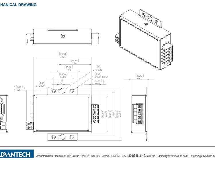 研华BB-SCP211-DFTB3 ULI-224TH - RS-232 to RS-422/485 Converter, Panel Mount Metal Chasis