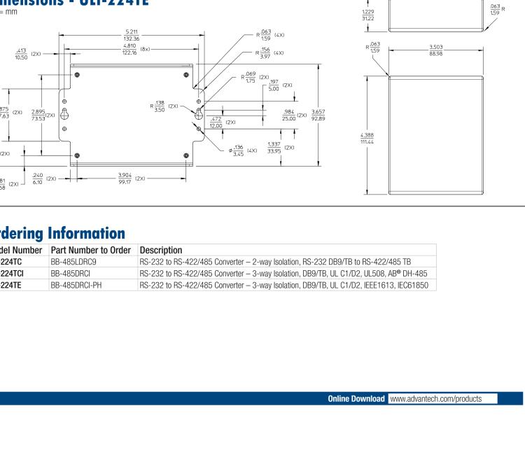 研华BB-4WSD9OTB ULI-224TCL RS-232（DB9母头）至隔离式RS-422/485（接线端子）转换器