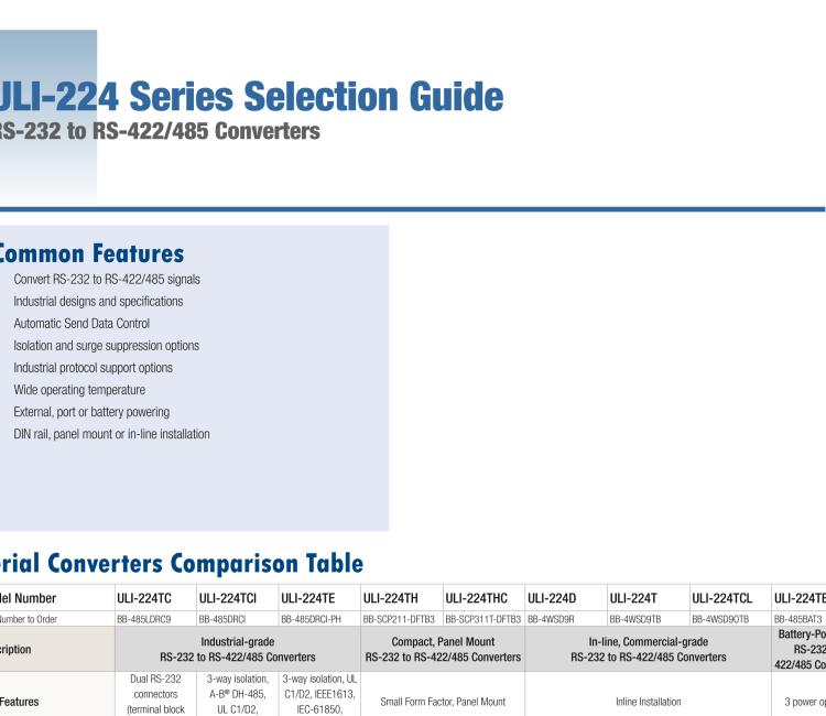 研华BB-485BAT3 ULI-224TB RS-232（DB9母头至RS-422/485（接线端子）转换器，电池供电