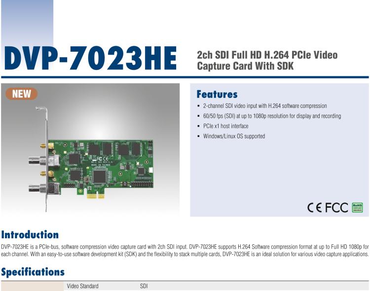 研华DVP-7023HE PCIe Video Capture Card with SDK