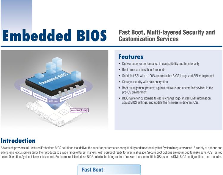 研华BIOS Fast Boot, Multi-layered Security and Customization Services
