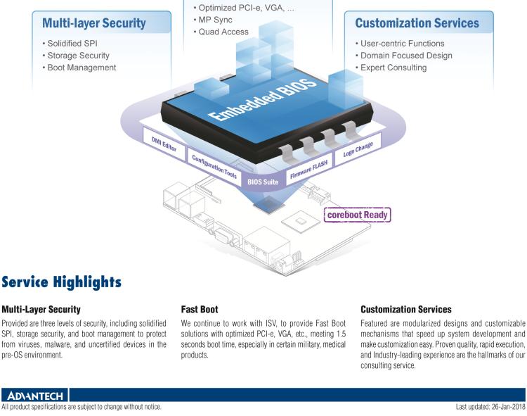 研华BIOS Fast Boot, Multi-layered Security and Customization Services
