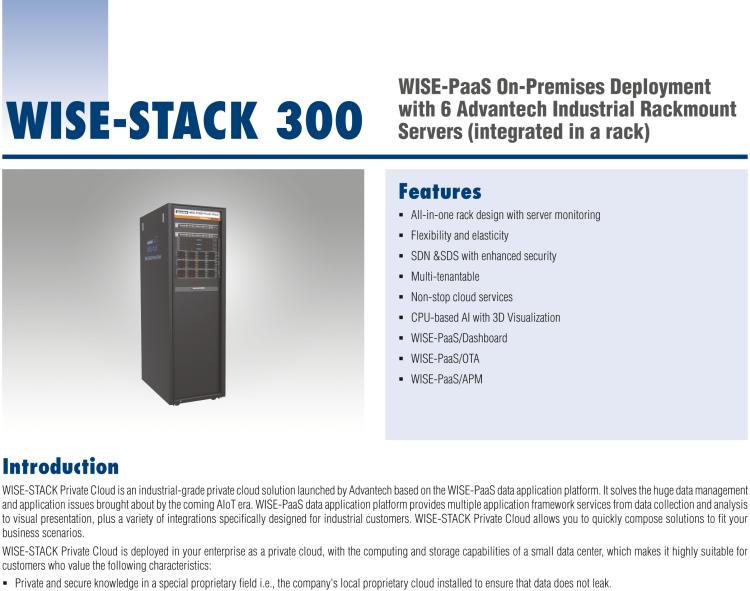 研华WISE-STACK-300 WISE-PaaS On-Premises Deployment with 6 Advantech Industrial Rackmount Servers (integrated in a rack)